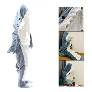 170cm-acogedora Manta De Franela De Tiburón Con Capucha Cosp