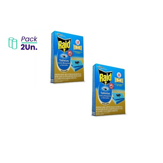 Pack X2u Tableta Mosquitos Repuesto Insecticida Raid X12 Uni