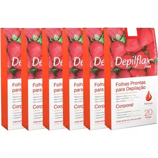 120 Folhas Prontas Depilação Corporal Depilflax Morango