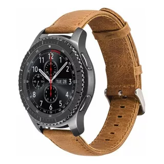 Pulseira 22mm Couro Marrom Claro Para Galaxy Watch 3 45mm