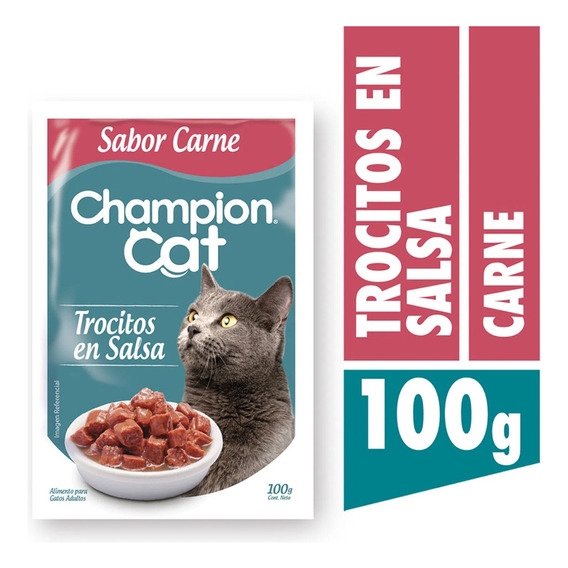 Champion Cat Trocitos En Salsa Carne 100gr X24 Und | Mdr