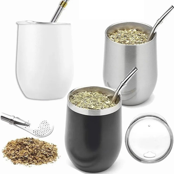 Taza 12oz Para Yerba Mate Infusiones Té + Bombilla Gratis