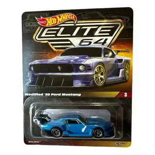 Hot Wheels Elite 64 Modified 69 Ford Mustang 1/64 Collectors Color Azul