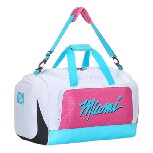 Bolso Sport Nba Miami Deportivo Viaje Porta Botines Mediano Color Blanco Rosa Celeste 16353
