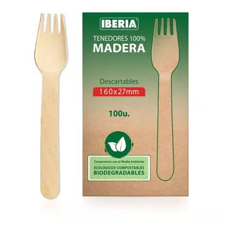 Tenedores De Madera Moldeados Iberia Eco Line X100u.