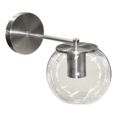 Aplique Pared 1 Luz Globo 15cm Moderno Acero Apto Led E27 Acero - Transparente