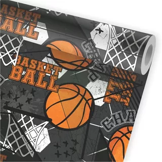 Papel De Parede Jogo Basquete Bola Esporte Kit 02 Rolos A735