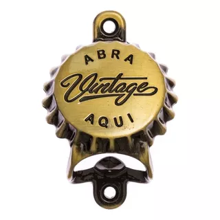 Abridor Garrafa Parede Vintage 1 Peça Churrasqueira Cor Ouro Velho Escovado