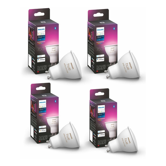 Pack 4 Philips Hue Ampolletas Led Gu10 Colores Zigbee & Bt