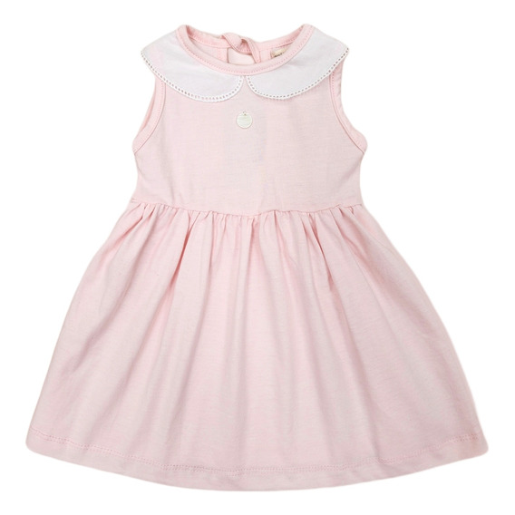 Vestido Cuello Baby Mini Anima  Algodon Bebe Kids Rosa Bebe