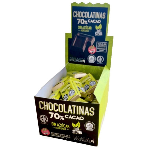 Chocolatinas Colonial con stevia sin azúcar de 50 unidades de 5g