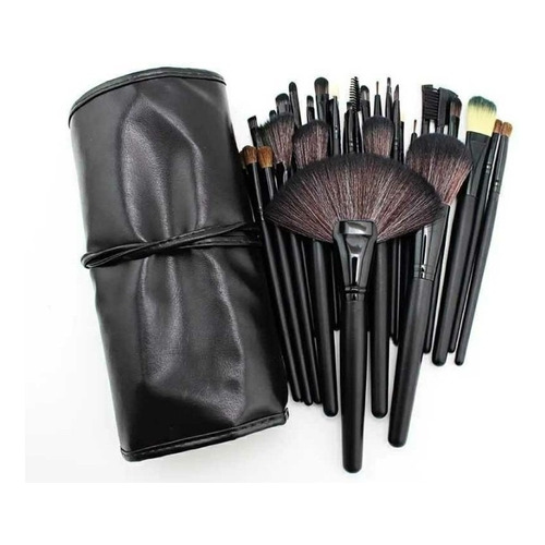 Kit Set 24 Brochas Pinceles Profesional Make Up, Estuche Color Negro