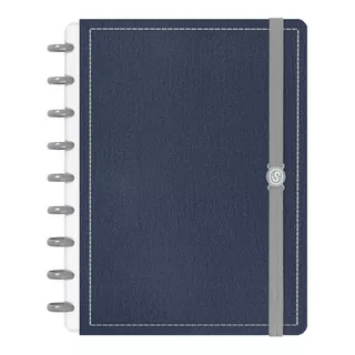 Caderno Disco Iscool Inteligente Médio Spot Touch Cor Aço Azul