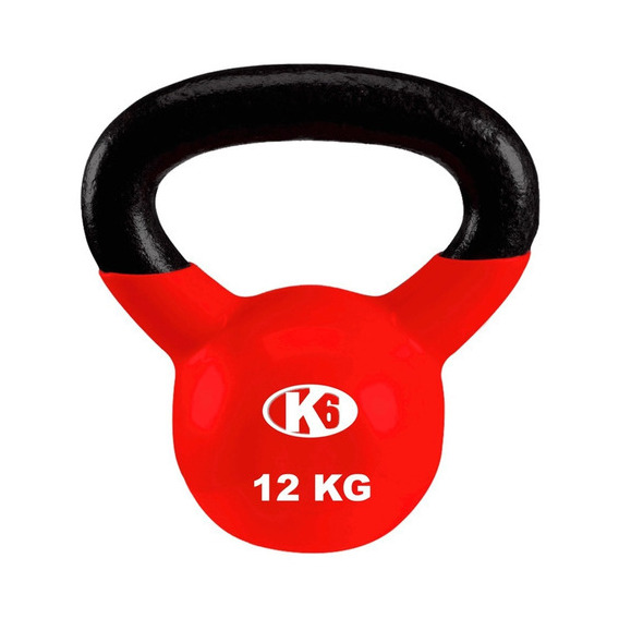 Pesa Rusa Mancuerna Encauchetada Para Gym De 12kg-26.5lb K6 Color Rojo
