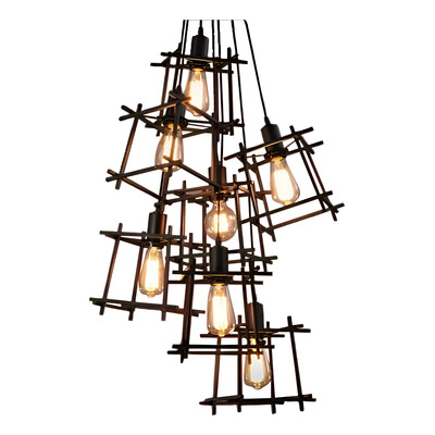 Araña Colgante Moderno Deco Icaro 7 Luces Led Vintage Lk Negro