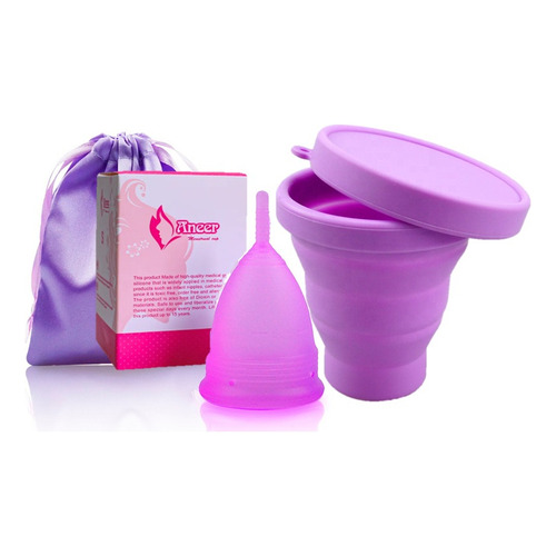 Copa Menstrual Certificada Fda + Vaso Esterilizador Color Morado S