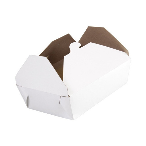 100 Cajas Comida Contenedor Para Llevar Armable Cartón 60oz Color Blanco