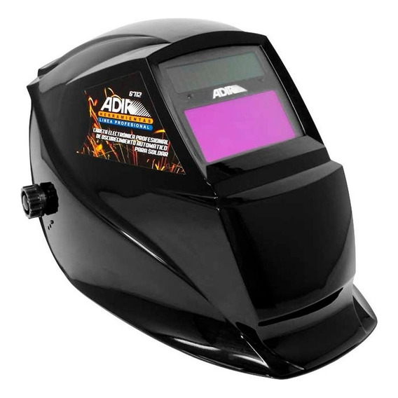 Careta Electrónica Soldar Uso Industrial Negra Adir 6712 Color Negro