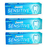 3 Creme Dental Dentil Xilitol Sensitive Whitening Sem Flúor