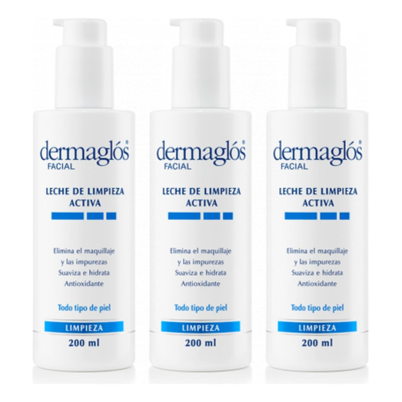 Combo X3 Dermaglos Leche De Limpieza Facial 200 Ml