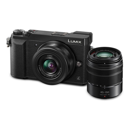 Panasonic Lumix Kit GX85 + lente 12-32mm + lente 45-150mm DMC-GX85W sin espejo color  negro