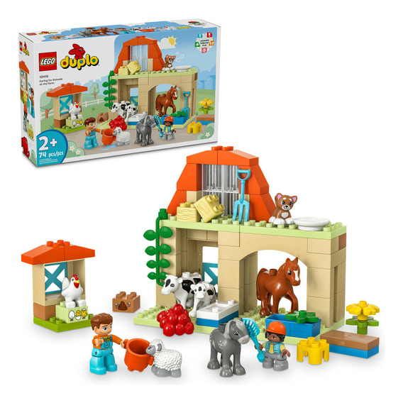 LEGO® DUPLO® Cuidado de Animales en la Granja, juguete de construcción con figuras, set de aprendizaje para niños y niñas a partir de 2 años 10416