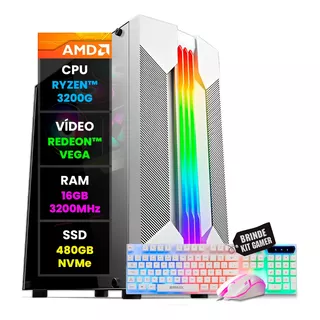 Pc Gamer Computador Completo Cpu Amd Ryzen Kit Branco Wifi