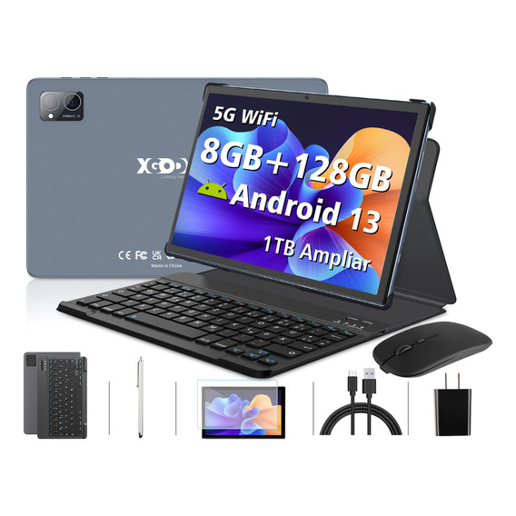 Tablet Xgody 10.1'' 8+128gb Ram Android 13 Wifi6 C/ Teclado 
