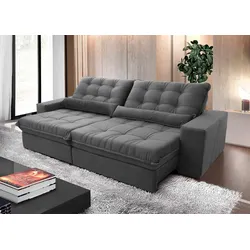 Sofá Retrátil/reclinável Zurique 2,50m Velut Cinza C/ Molas no Mercado Livre com oferta e cupom de desconto