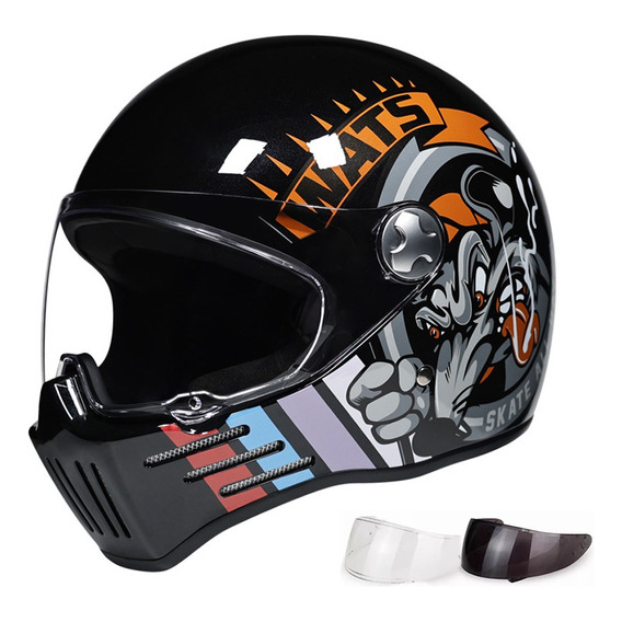 Casco Moto Clásico Elaborada Retro Cerrado Chopper Bobber