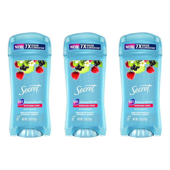 Secret X3 Desodorante Antitranspirante Clear Gel Berry 6c