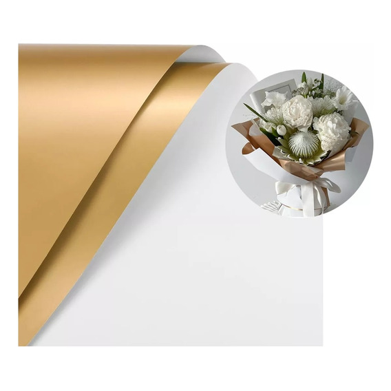 Ramo De Flores Gold Edge Papel De Regalo 20 Hojas 58*58cm