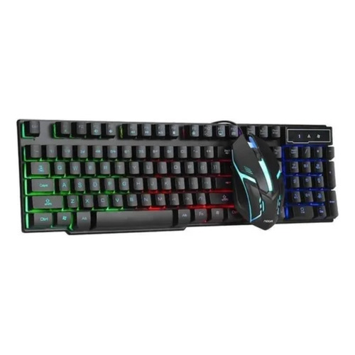 Kit de teclado y mouse gamer Noga NKB-512 Español España de color negro