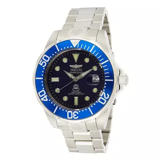 Reloj De Pulsera Invicta 3044 De Cuerpo Color Amarilla, Análoga, Para Hombre, Fondo Azul 3045, Con Correa De Acero Inoxidable Color Plateado, Bisel Color Azul 3045 Y Expandible