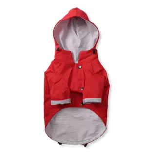 Chubasquero Impermeable Rojo Forrado Para Perro