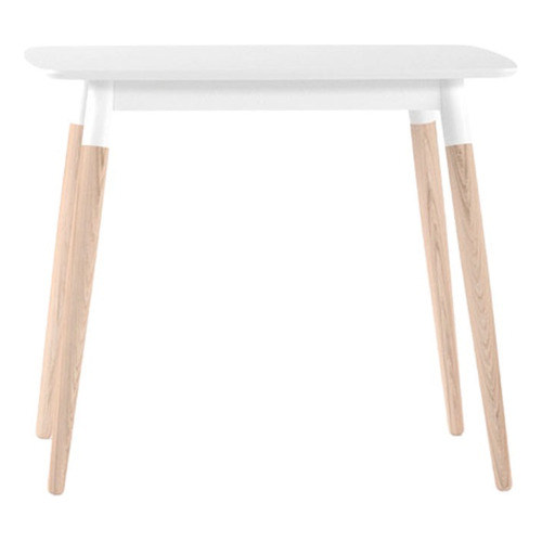 Mesa De Comedor Diseño Japandi Madera Natural - Lacar 90cm Color de la tapa Blanco