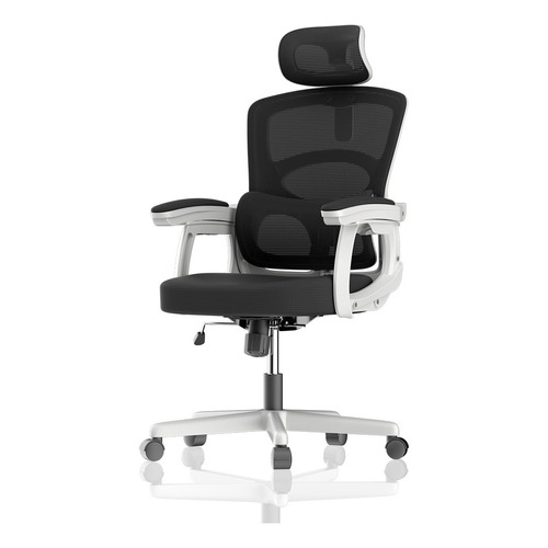 Silla de escritorio Lenoble 1038 gamer ergonómica  negra y blanca con tapizado de mesh