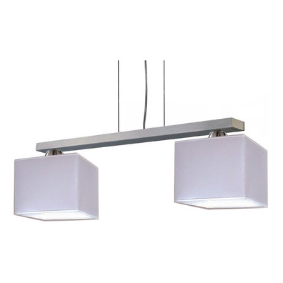 Colgante 2 Luces Acero Platil Pantallas Cuadradas Apto Led