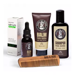 Combo Essencial Cresce Barba Sérum Grow Shampoo Balm E Óleo