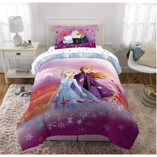 Tendido Para Cama Edredon Frozen Magico Cama Sencilla