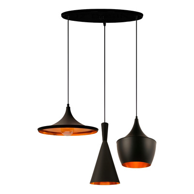 Colgante 3 Luces Moderno Beat Wide Tall Fat Base 48cm Mix