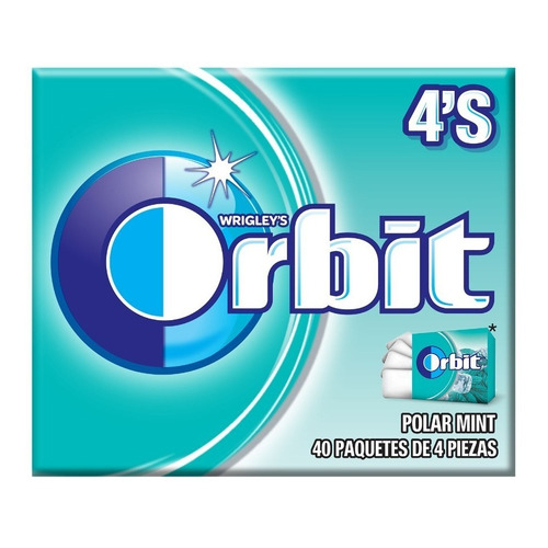 Chicle Orbit Polar Mint Sin Azúcar, 40 Paquetes, 196g