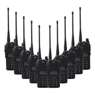 Walkie-talkie Baofeng Uv82 Uv-82 Com 10 Rádios E Frequência Vhf/uhf - Preto 100v/220v