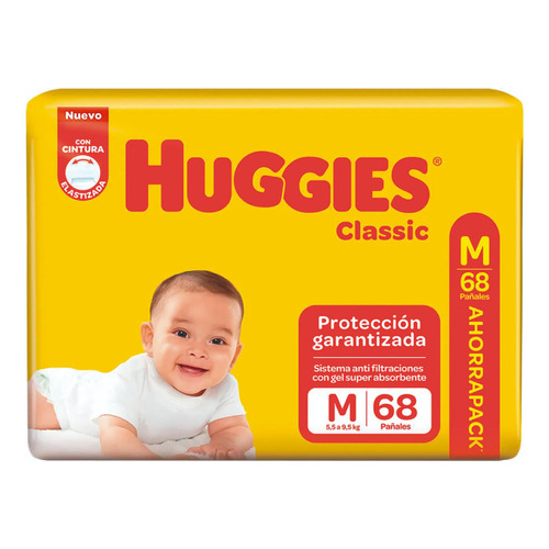 Huggies Classic pañales triple proteccion M 68 unidades