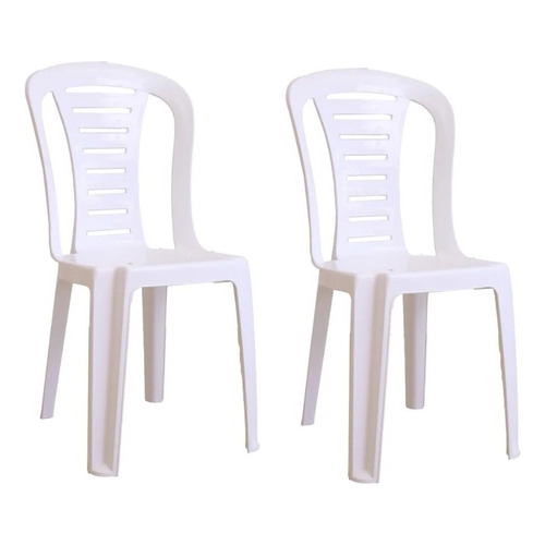 Silla De Jardin Apilable Plastica Reforzada Reina Pack 2 Ct Color Blanco