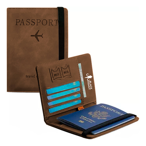 Porta Pasaporte Documentos Funda Protectora Viaje Con Rfid Color Gris