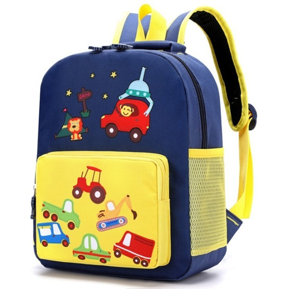 Mochila Autitos Para Niños Kindergarden Colores Impermeable