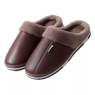 Pantufla De Cuerina Super Abrigada Suela Resistente