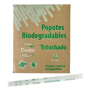 Popote Biodegradable 21 Cms Estuchado Uralva C/500 Piezas Color Trasparente