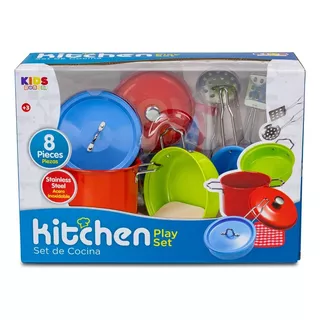 Kids House Set De Ollas De Juguete, Juego De Bateria Para Niños Y Niñas, Accesorios Para Cocinita, Juego De Ollas Y Sartenes De Acero Inoxidable Con 8 Piezas (multicolor)